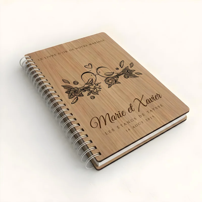 Livre d'or de mariage carnet - En chêne - Oiseaux - hover