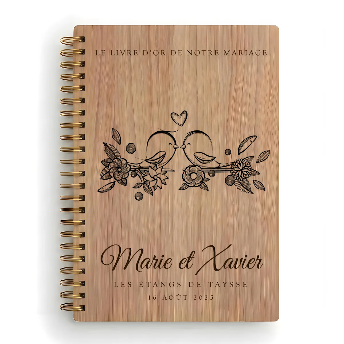 Livre d'or de mariage carnet - En chêne - Oiseaux
