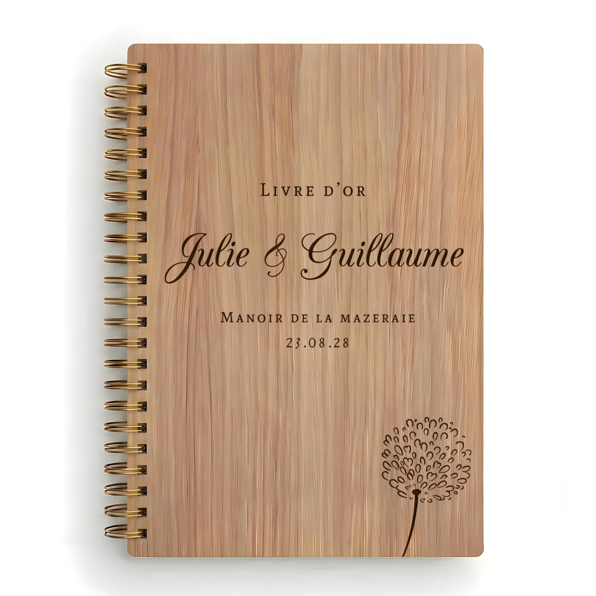 Livre d'or de mariage carnet - En chêne - Pissenlit
