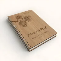 Livre d'or de mariage carnet - En chêne - Pomme de pin
