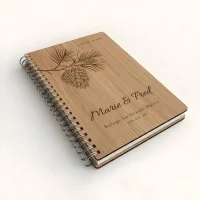 Livre d'or de mariage carnet - En chêne - Pomme de pin