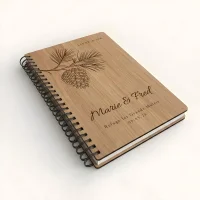 Livre d'or de mariage carnet - En chêne - Pomme de pin