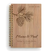 Livre d'or de mariage carnet - En chêne - Pomme de pin