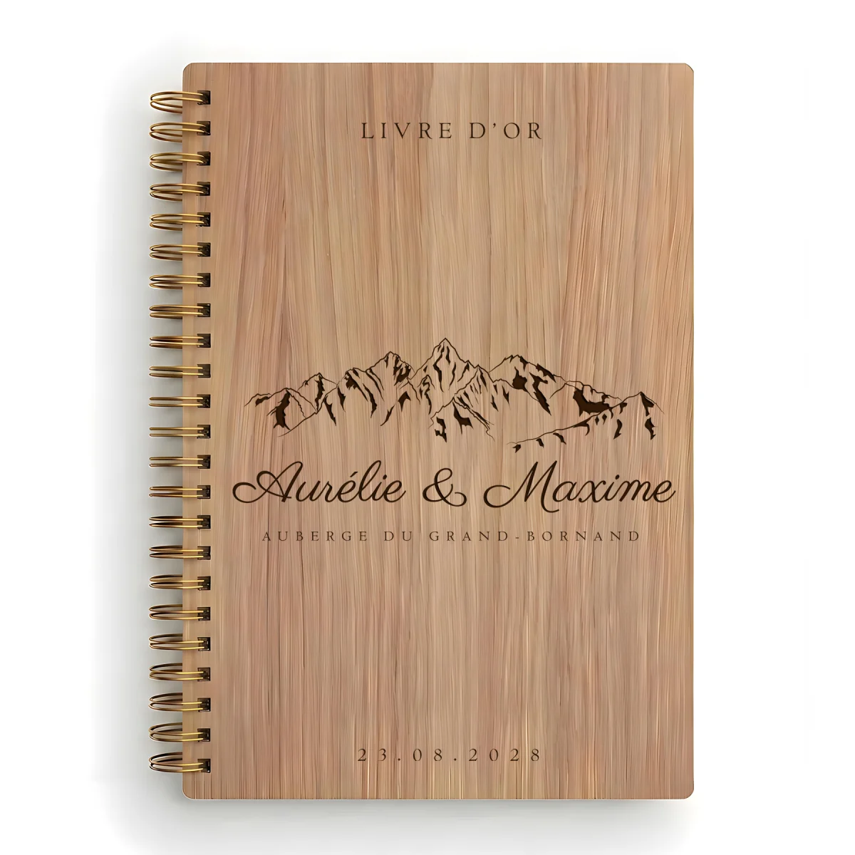 Livre d'or de mariage carnet - En chêne - Sommets enneigés