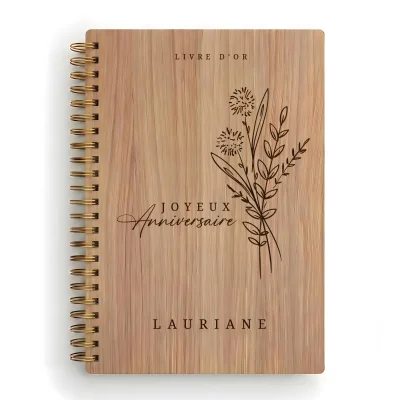 Livre d'or d'anniversaire carnet - Chêne - Bouquet