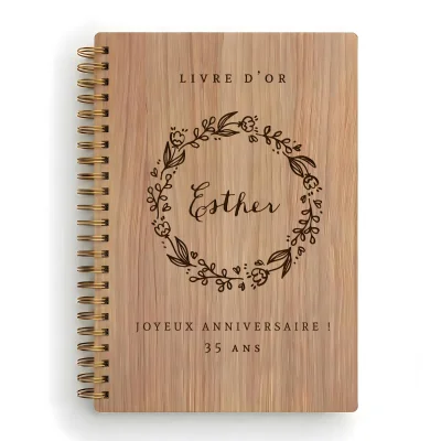 Livre d'or d'anniversaire carnet - Chêne - Couronne de laurier