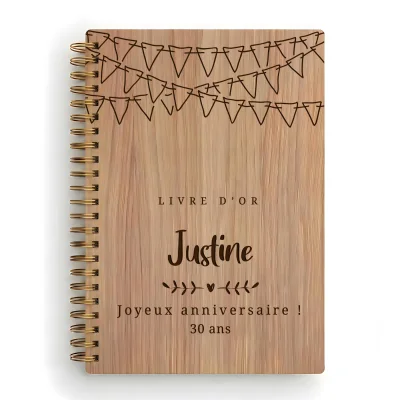 Livre d'or d'anniversaire carnet - Chêne - Fanions