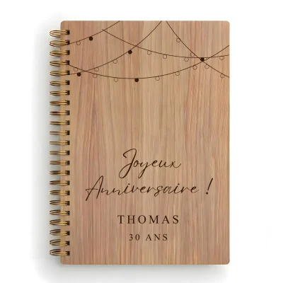 Livre d'or d'anniversaire carnet - Chêne - Guirlandes