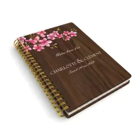 Livre d'or de mariage carnet en bois personnalisé - En noyer - Cerisier