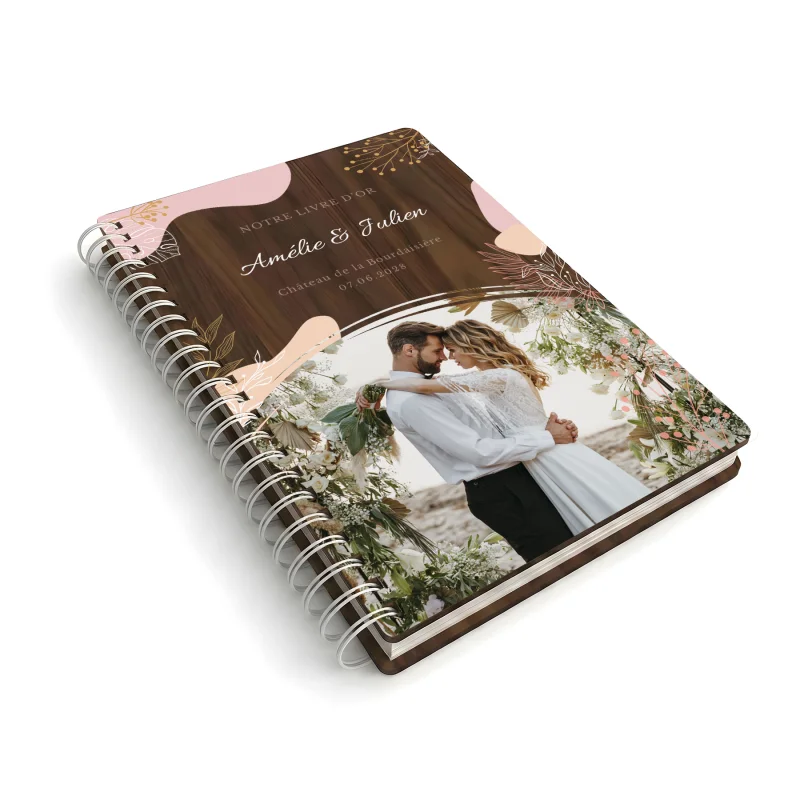 Livre d'or de mariage carnet en bois personnalisé - En noyer - Dolce Vita - hover
