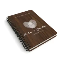 Livre d'or de mariage carnet en bois personnalisé - En noyer - Empreintes