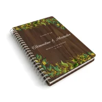 Livre d'or de mariage carnet en bois personnalisé - En noyer - Feuillage