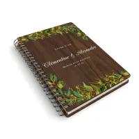 Livre d'or de mariage carnet en bois personnalisé - En noyer - Feuillage