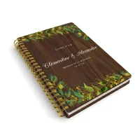Livre d'or de mariage carnet en bois personnalisé - En noyer - Feuillage