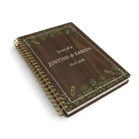 Livre d'or de mariage carnet en bois personnalisé - En noyer - Fleurs sauvages