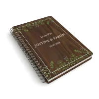Livre d'or de mariage carnet en bois personnalisé - En noyer - Fleurs sauvages