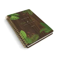 Livre d'or de mariage carnet en bois personnalisé - En noyer - Jungle