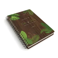 Livre d'or de mariage carnet en bois personnalisé - En noyer - Jungle