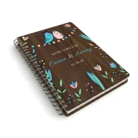 Livre d'or de mariage carnet en bois personnalisé - En noyer - Les inséparables