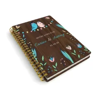 Livre d'or de mariage carnet en bois personnalisé - En noyer - Les inséparables