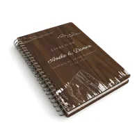 Livre d'or de mariage carnet en bois personnalisé - En noyer - Montagne