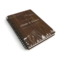 Livre d'or de mariage carnet en bois personnalisé - En noyer - Montagne