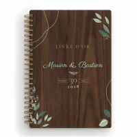 Livre d'or de mariage carnet en bois personnalisé - En noyer - Natural