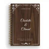 Livre d'or de mariage carnet en bois personnalisé - En noyer - Pergolesa