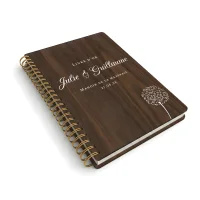 Livre d'or de mariage carnet en bois personnalisé - En noyer - Pissenlit