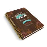 Livre d'or de mariage carnet en bois personnalisé - En noyer - Seventies