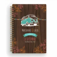 Livre d'or de mariage carnet en bois personnalisé - En noyer - Seventies
