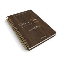 Livre d'or de mariage carnet en bois personnalisé - En noyer - Venise
