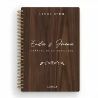 Livre d'or de mariage carnet en bois personnalisé - En noyer - Venise