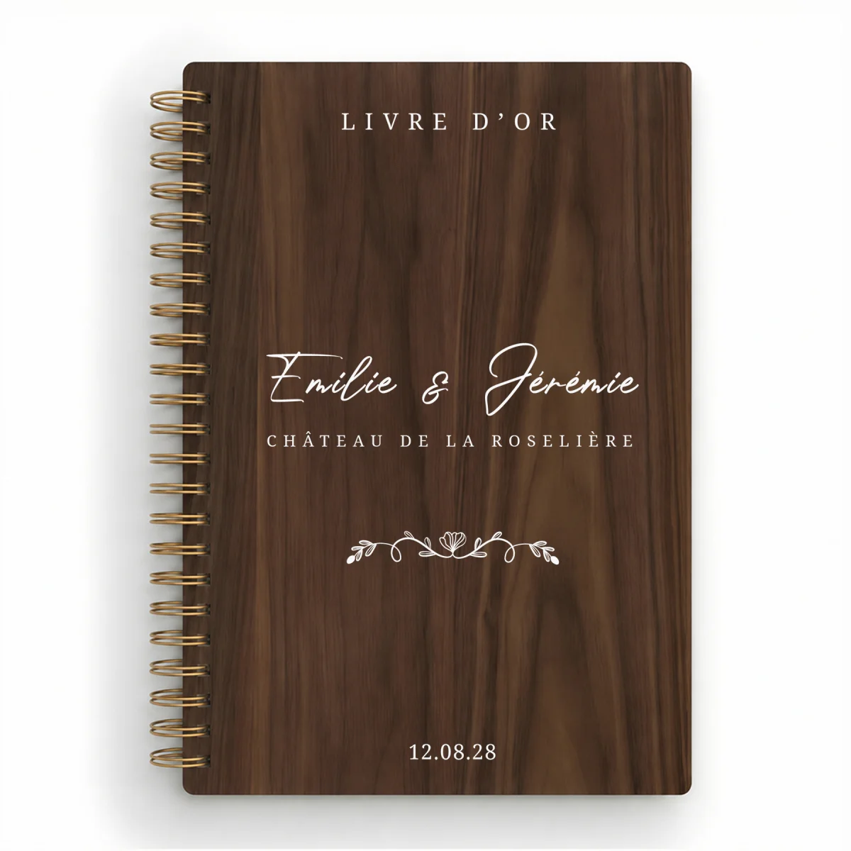 Livre d'or de mariage carnet en bois personnalisé - En noyer - Venise