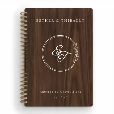 Livre d'or de mariage carnet en bois personnalisé - En noyer - Versailles