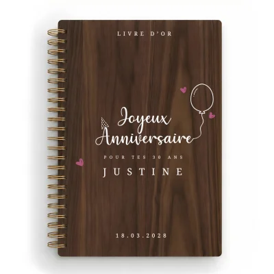 Livre d'or d'anniversaire carnet - Noyer - Ballon