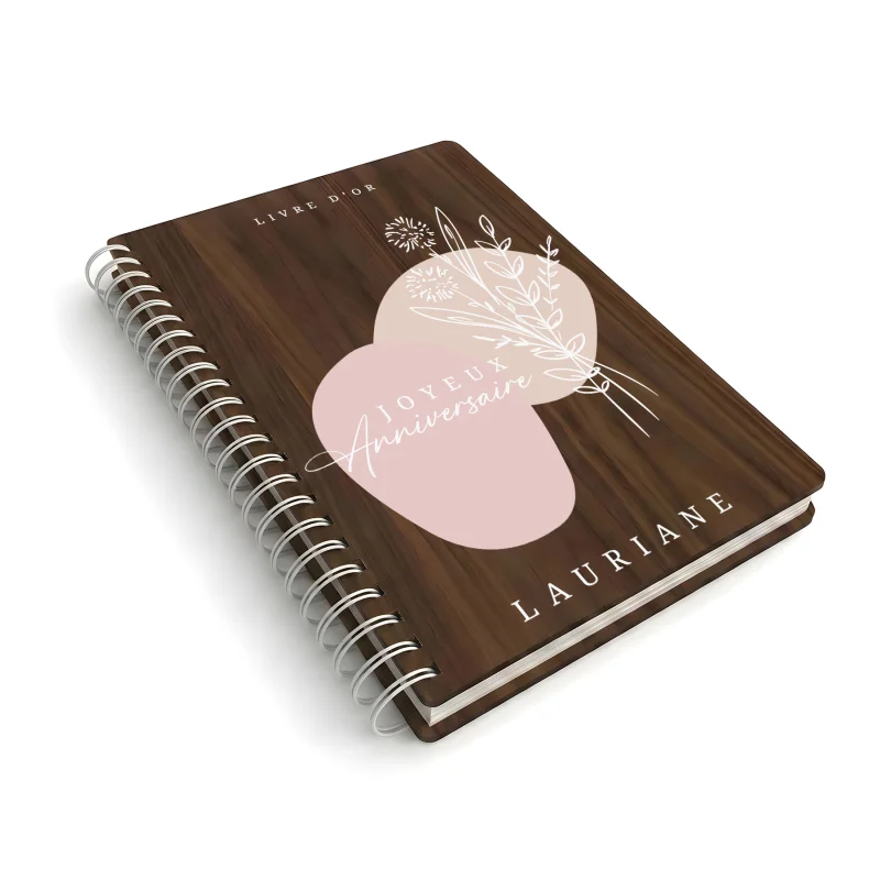 Livre d'or d'anniversaire carnet - Noyer - Bouquet - hover