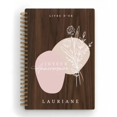 Livre d'or d'anniversaire carnet - Noyer - Bouquet