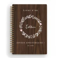 Livre d'or d'anniversaire carnet - Noyer - Couronne de laurier