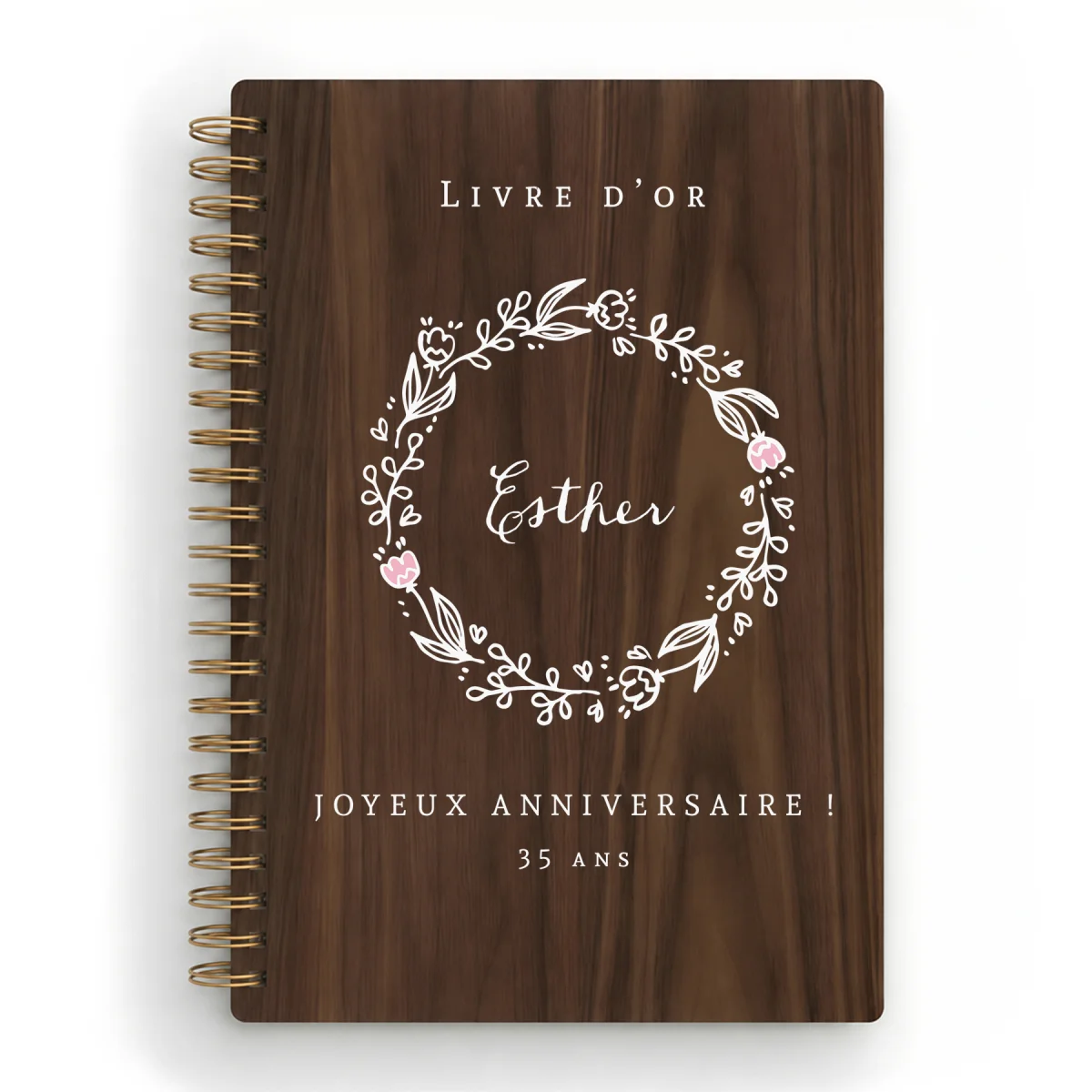 Livre d'or d'anniversaire carnet - Noyer - Couronne de laurier