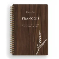 Livre d'or d'anniversaire carnet - Noyer - Epis de blé