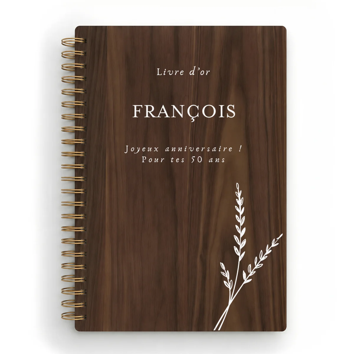 Livre d'or d'anniversaire carnet - Noyer - Epis de blé
