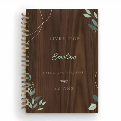 Livre d'or d'anniversaire carnet - Noyer - Naturel