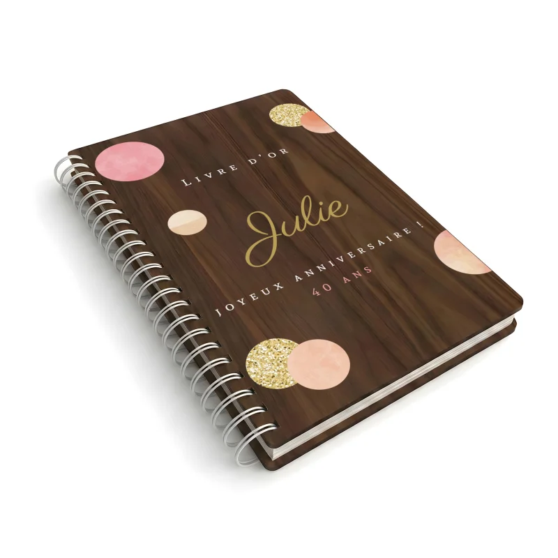 Livre d'or d'anniversaire carnet - Noyer - Paillettes - hover