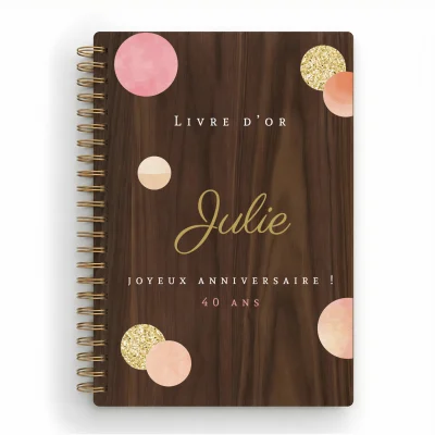 Livre d'or d'anniversaire carnet - Noyer - Paillettes